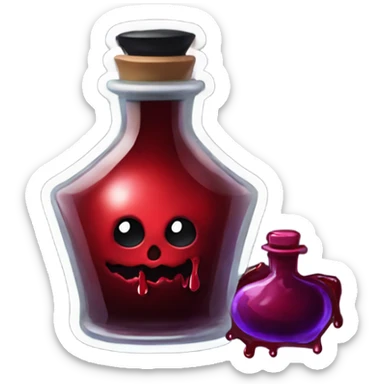 a stylish potion bottle with blood and a gothic lid, perfect for a vampire girl theme." sticker