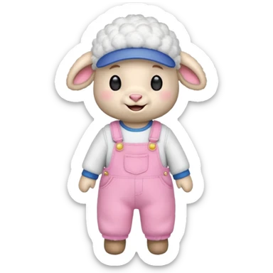 Lamb stuffed animal with cute clothes sticker