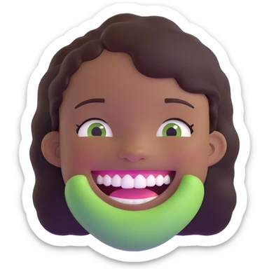 black girl with green braces on her teeth smiling sticker