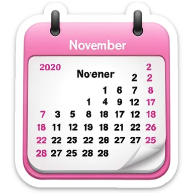pink calendar of days in november 2025 in poppins text form sticker