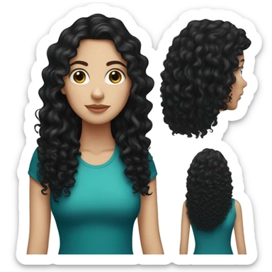 White girl with black curly hair sticker