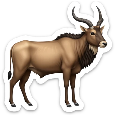 Wildebeest-ox-bull-gazelle-fusion-animal-hybrid-creature, full body sticker
