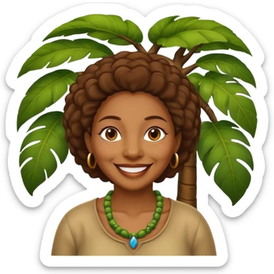 an old black woman with jungle tree sticker