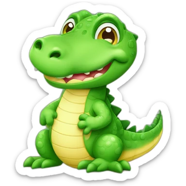 baby crocodile learning in shool sticker