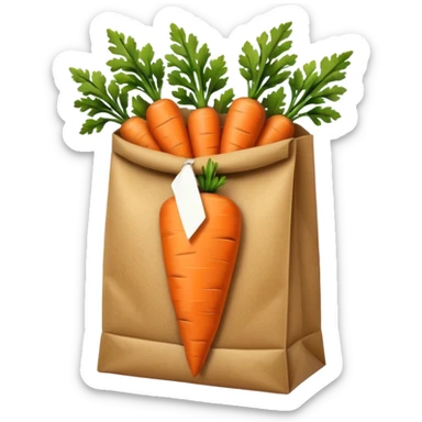 buy paper bag with carrot. Transparent background sticker