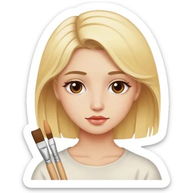Blonde artist painting sticker