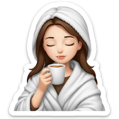 girl inside a blanket sipping coffee eyes closed sticker