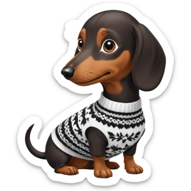 Bassotto ) in bianco e nero con vestitino in maglia sticker