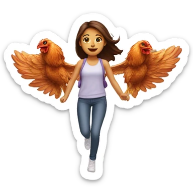 a girl flying with two bbq chicken wings on her back sticker