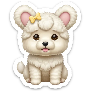 White Poochon with butter color ears sticker