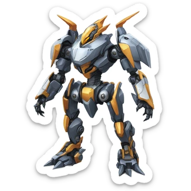 a futuristic mechanical spiky Medabot-raptor-dragon-mecha full body sticker