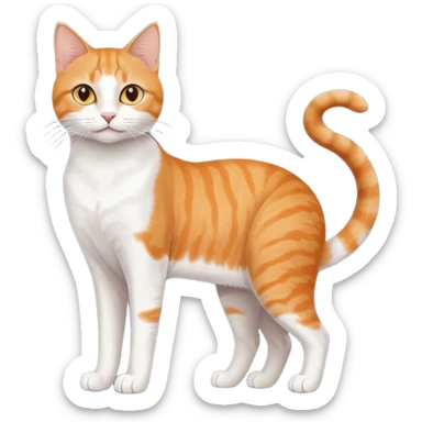 full body realistic orange domestic shorthair slim cat with yellow/orange eyes paw being white and the other being half sticker