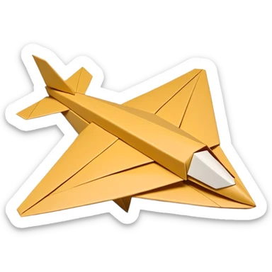 3D render of Paper Airplane made entirely of folded origami paper, sharp creases, cardboard texture, matte finish, visible paper grain, craft aesthetic,  emoji style, isolated on white background --v 6.0 sticker