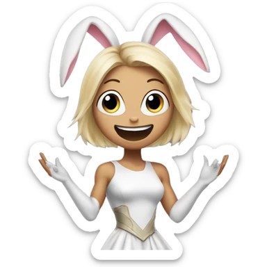 Alita worrior princess as a bunny cheering sticker