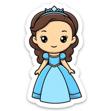 light skin princess with dark brown hair  sticker