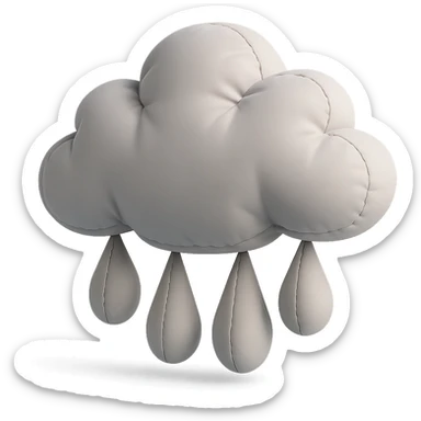 rain cloud with raindrops, plush cushion style sticker