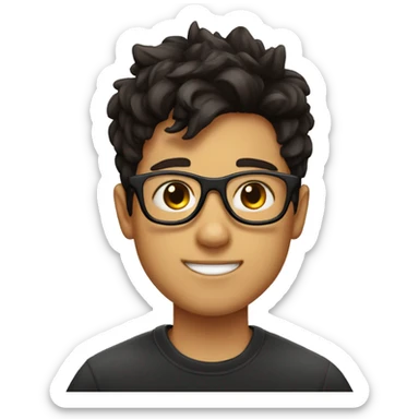 boy fair in colour with black bold glasses with dark brown hair  and in right ear piercing with thunder shape stud sticker