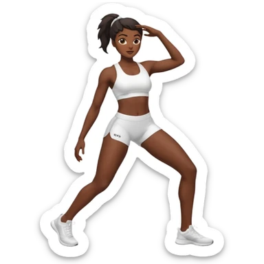 darkskin back woman in white sportswear Fit body focus chin to thigh sticker