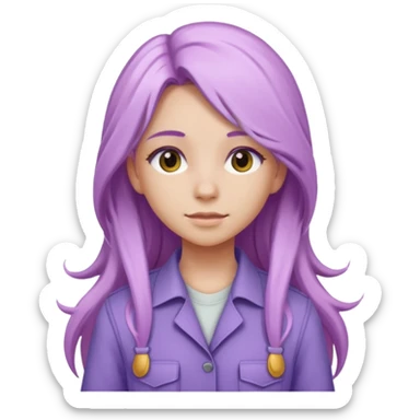 lilac girl with long hair worker sticker