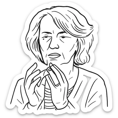 a hand drawn black outline portrait of philosopher Catherine Larrère based on this image sticker