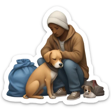 Homeless with jus dog  sticker
