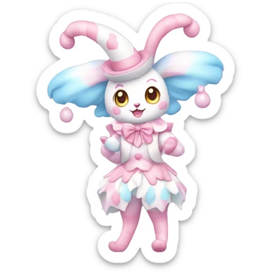 Kawaii Pastel Clown Sylveon Full Body sticker