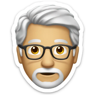 Mature man with gray hair and beard and glasses sticker