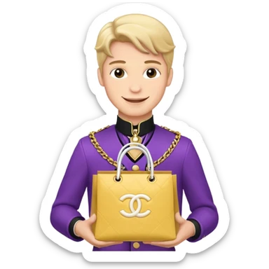 prince holding Chanel gift bags sticker