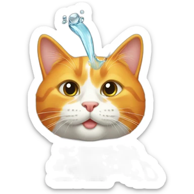 orange cat with water sticker
