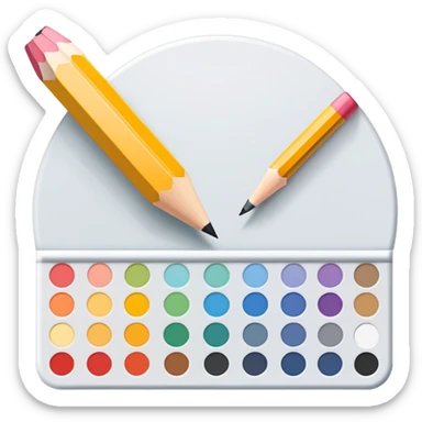 digital graphic template with a pencil, crop icon, and color palette tools around it sticker