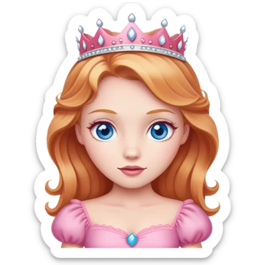 Strawberry blonde princess blue eyes wearing a pink dress sticker