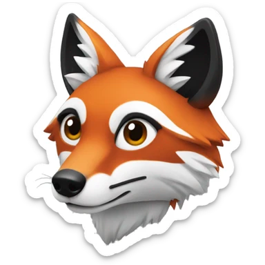 red fox with black and white accents sticker