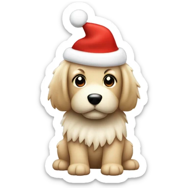 Christmas dog fluffy ￼ beige sticker