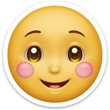 Emoji, yellow round smiling face, pronounced shame sticker