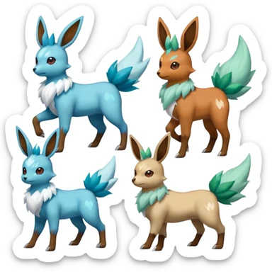 Glaceon-Skiddo-Mudbray-Amaura-Flareon-Virizion-fusion-Pokémon-monster (full body) sticker