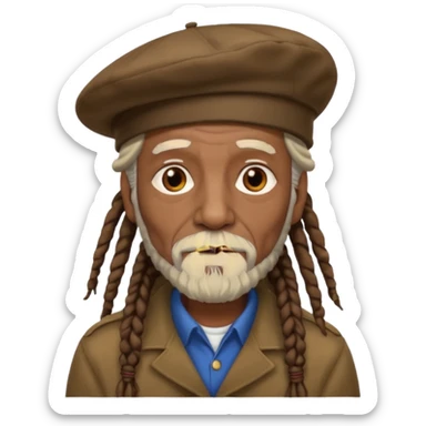 dreadlocks old man, beret hat sticker