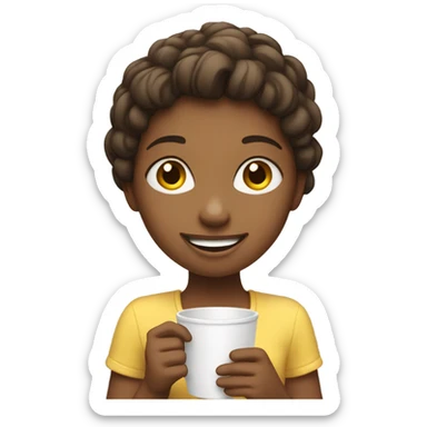 smiling girl with cup indoors sticker