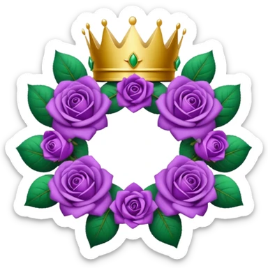 Purple rose with crown and a leaf wreath sticker