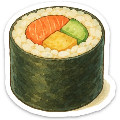 sushi roll in ghibli style sticker