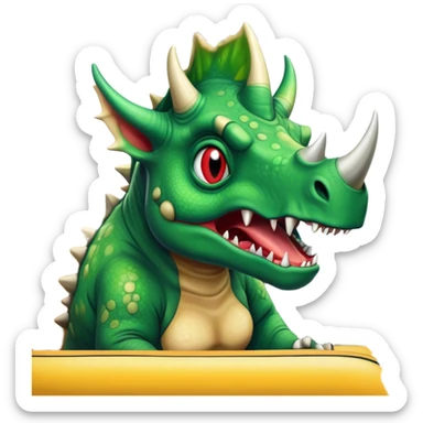 angry office triceratops in the back seat of the taxi sticker