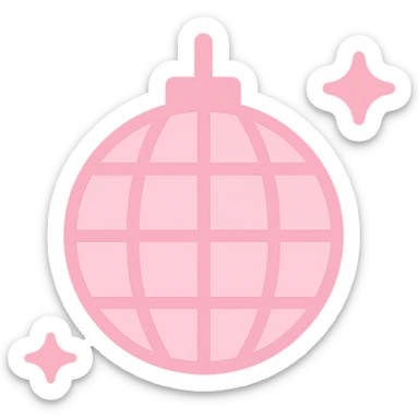 minimal monotone pink disco ball icon, soft and playful, simple clean shapes, slightly rounded, flat style sticker