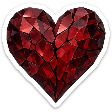 heart with a shattered gemstone effect, remove background sticker