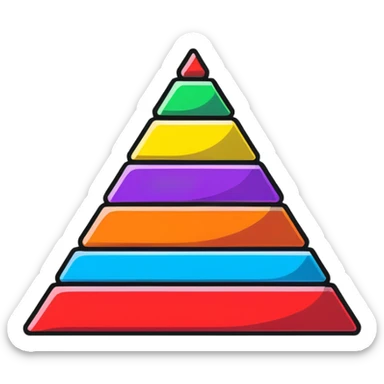 Rainbow colored children's stacking rings toy pyramid sticker