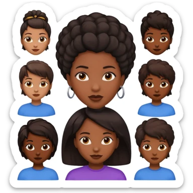 black woman emojis with different types of hair sticker