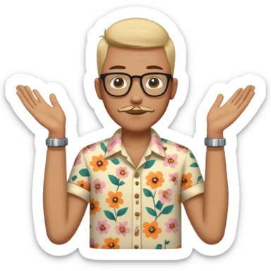 flowered hipster shirt long armed sticker