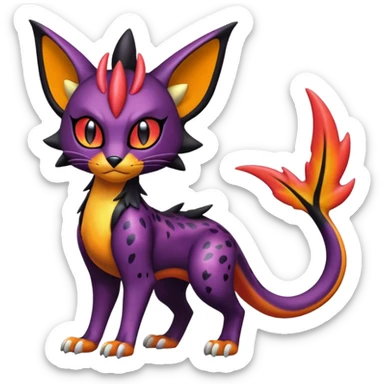 Spooky Colorful Glossy Shiny Liepard-Noivern-Litten-Sprigatito-Pokémon-fusion-creature (full body) sticker