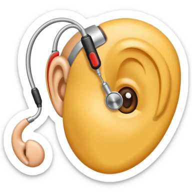 Ear with hearing aid sticker