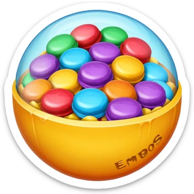 un bonbon rond dans un emballage sticker