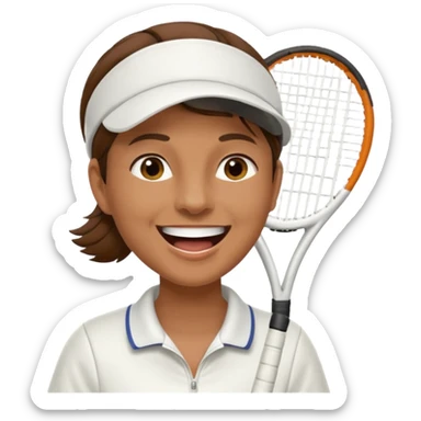 Profesor de tenis con pelo marrón riendose sticker