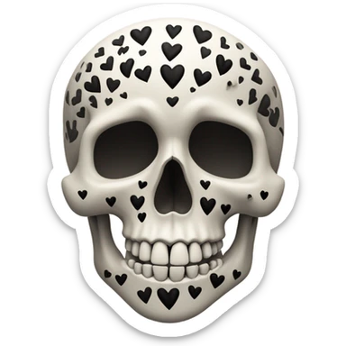 skull with black hearts around i sticker